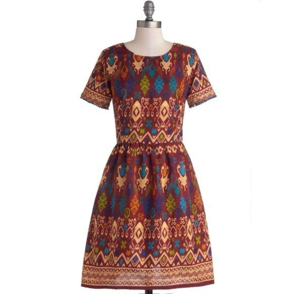 Modcloth "Naturalist Talent" Dress in Rust Sz XS NWOT